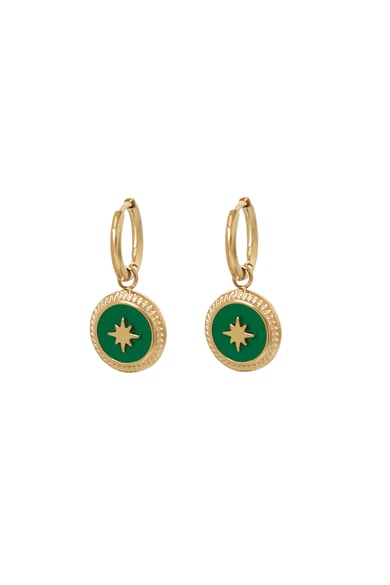 earrings with green charm -  h5 